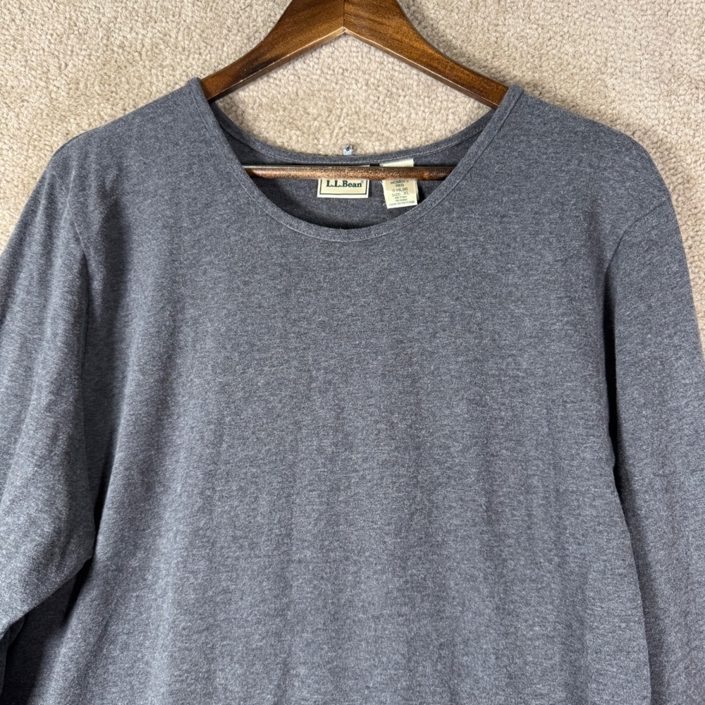 LL Bean Maxi Dress Womens XL Gray Cotton Long Sleeve Empire Waist Modest Cottage - Picture 6 of 9